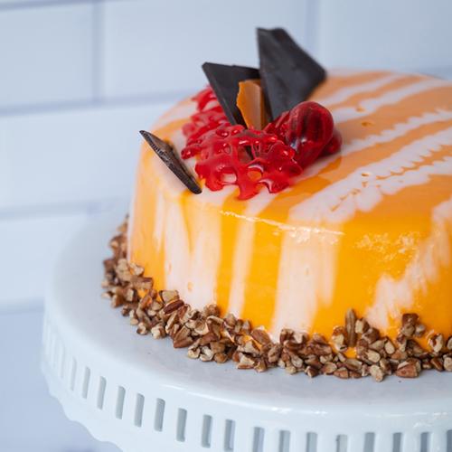 Orange-Rum Entremet with Vanilla Bean Mousse and White Chocolate Mirror Glaze