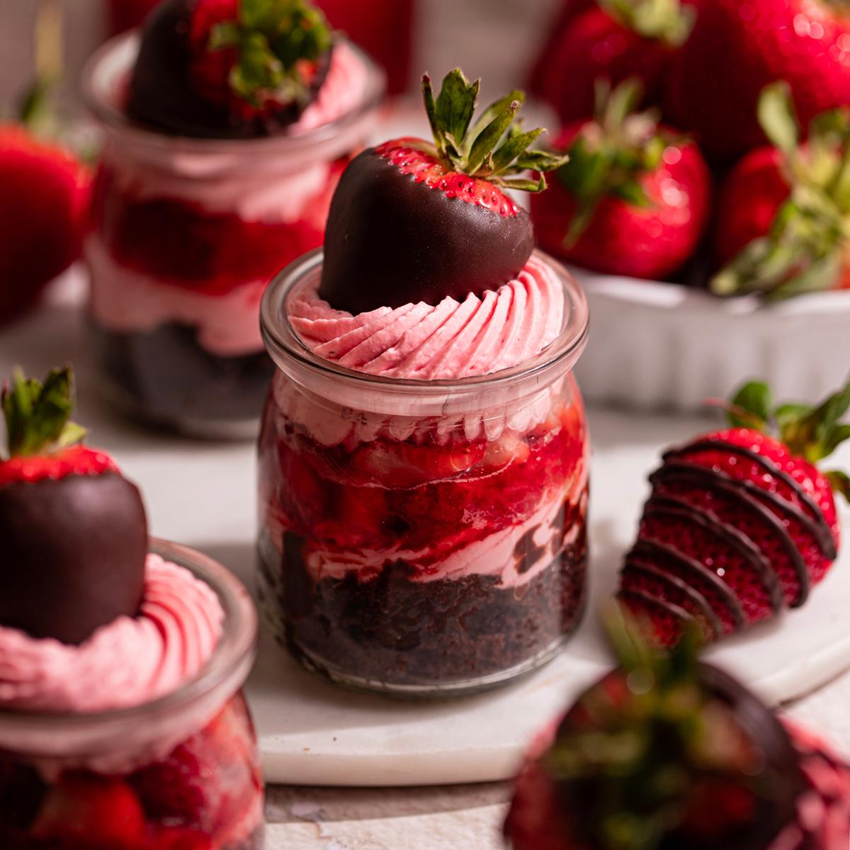 Chocolate Strawberry Mousse Cake Parfaits