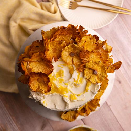 Pineapple Rum Cake with Dried Pineapple Flowers