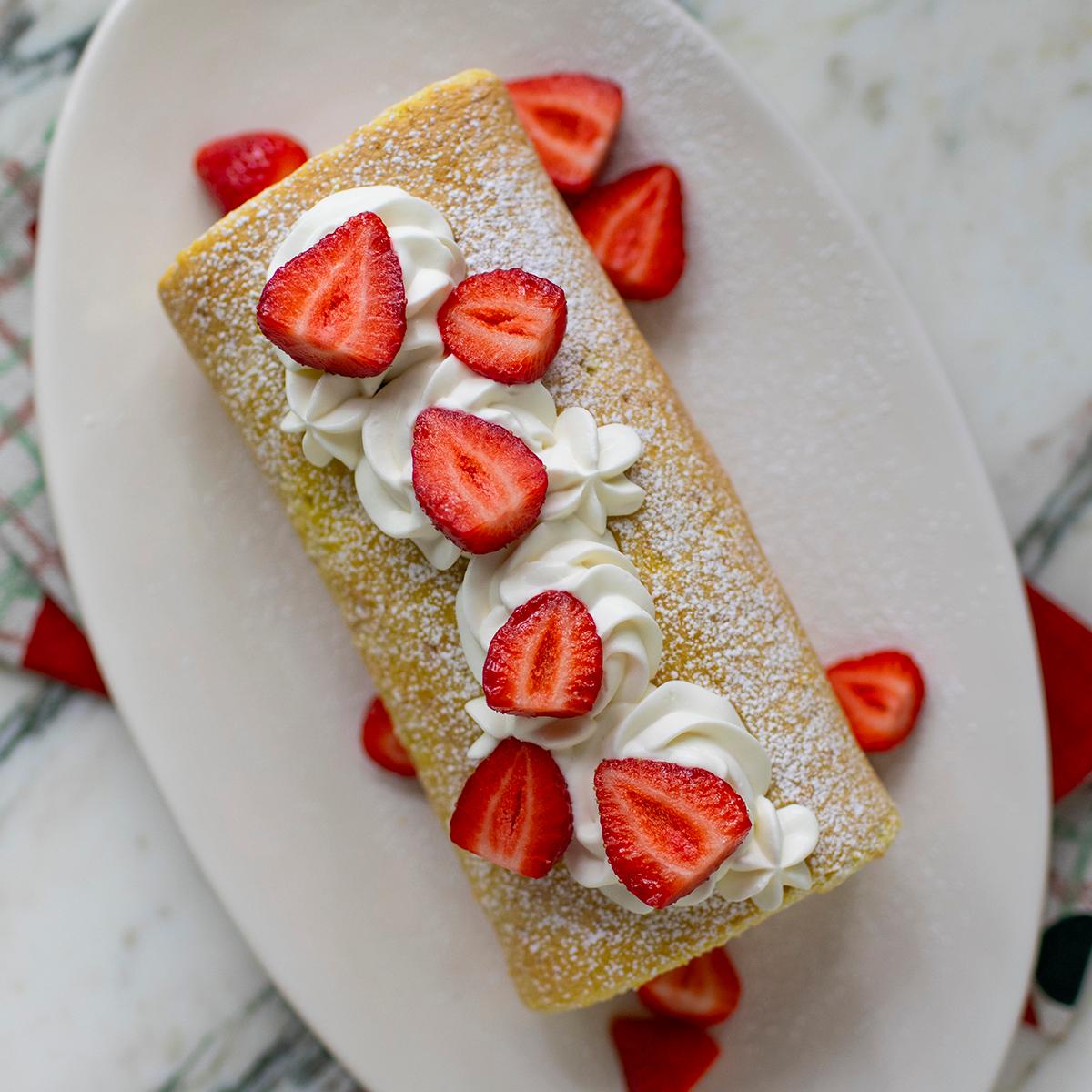 Strawberries & Cream Jelly Roll Cake