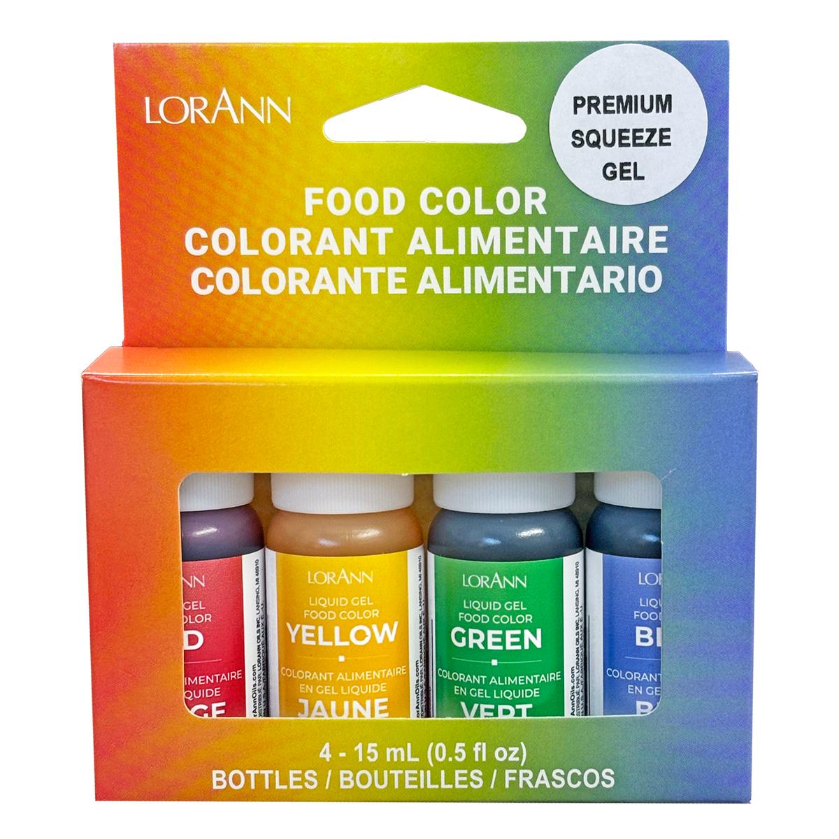 *ASSORTED LIQUID GEL FOOD COLOR - 4PK