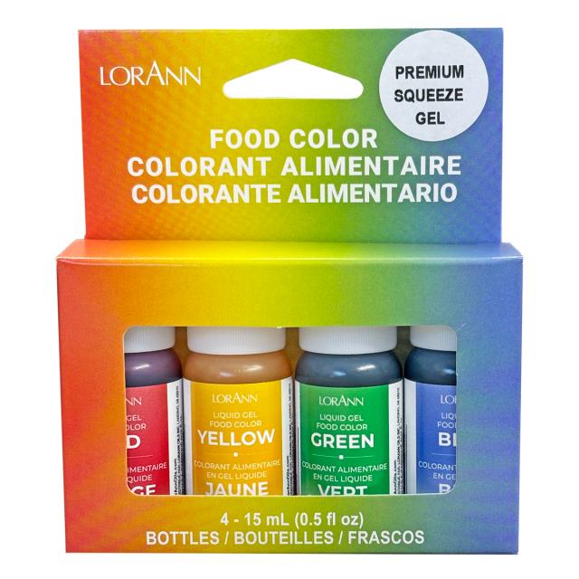 *ASSORTED LIQUID GEL FOOD COLOR - 4PK