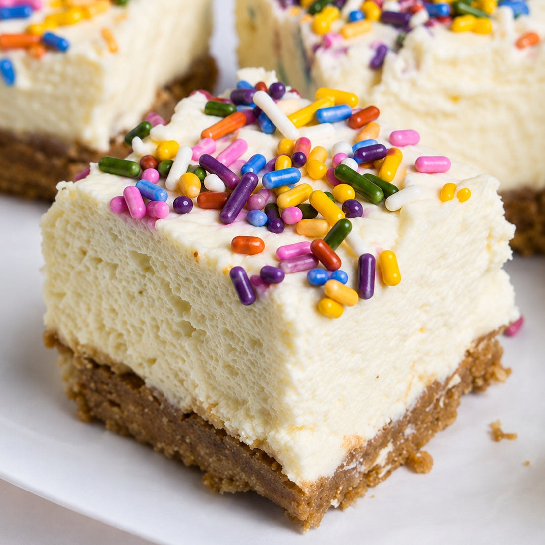 No-Bake Birthday Cake Cheesecake Bars
